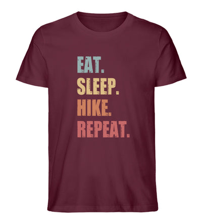Eat Sleep Hike Repeat - Herren Premium Organic T-Shirt wandern Weinrot