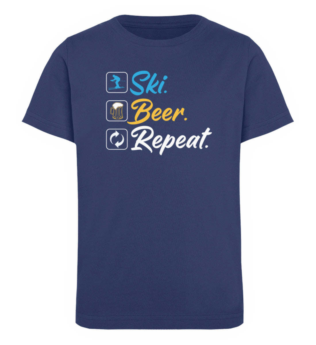 Ski. Beer. Repeat. - Kinder Premium Organic T-Shirt Navyblau