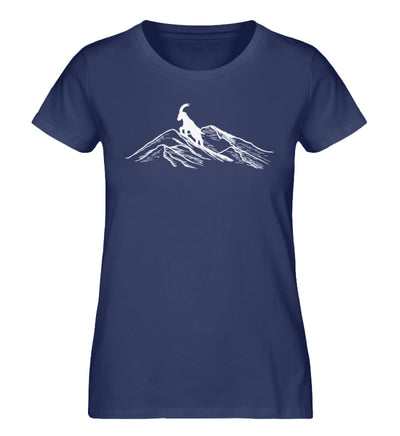 Alpensteinbock auf Berg - Damen Premium Organic T-Shirt berge klettern wandern Navyblau