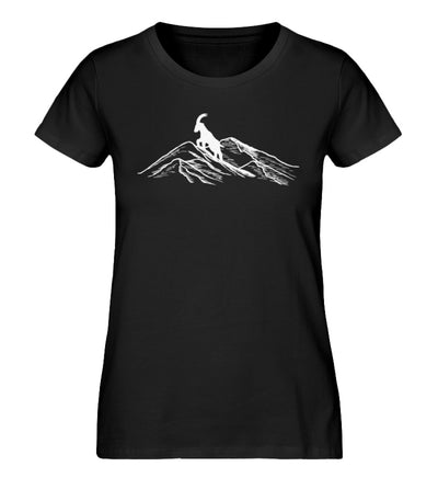 Alpensteinbock auf Berg - Damen Premium Organic T-Shirt berge klettern wandern Schwarz