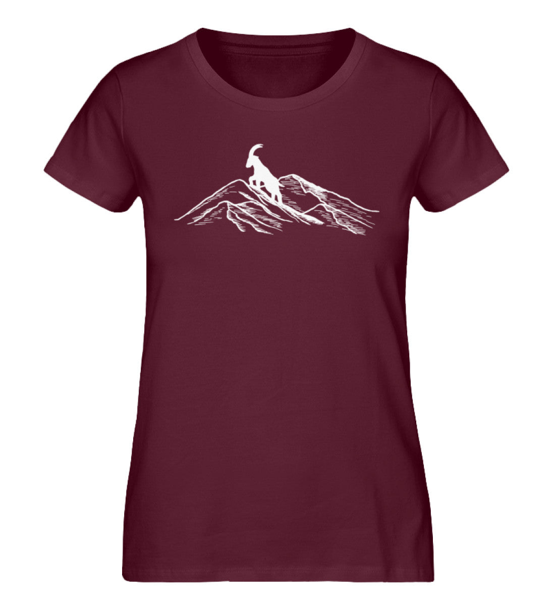 Alpensteinbock auf Berg - Damen Premium Organic T-Shirt berge klettern wandern Weinrot