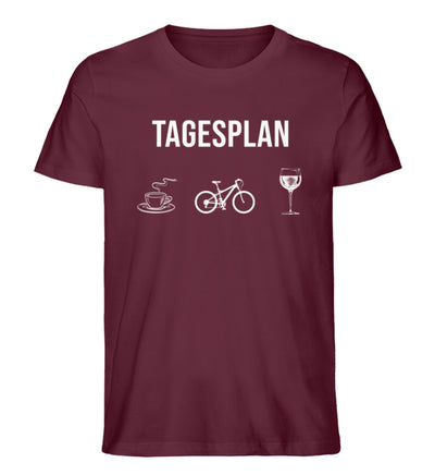 Tagesplan Kaffee, Fahrrad und Wein- Herren Premium Organic T-Shirt Weinrot