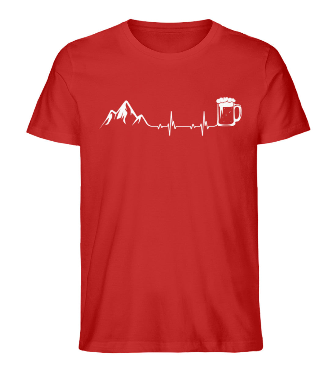 Herzschlag Berge und Bier - Herren Organic T-Shirt' berge klettern wandern Rot