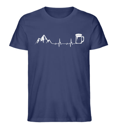 Herzschlag Berge und Bier - Herren Organic T-Shirt' berge klettern wandern Navyblau