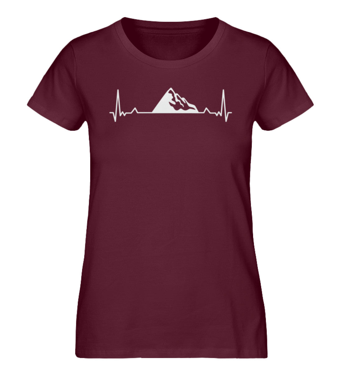 Herzschlag Alpen - Damen Organic T-Shirt berge wandern Weinrot