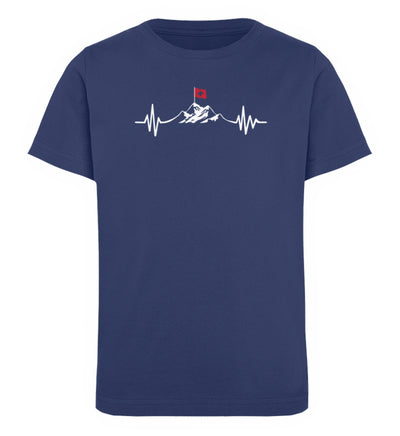 Herzschlag Berge und Schweizer Flagge - Kinder Premium Organic T-Shirt berge wandern Navyblau