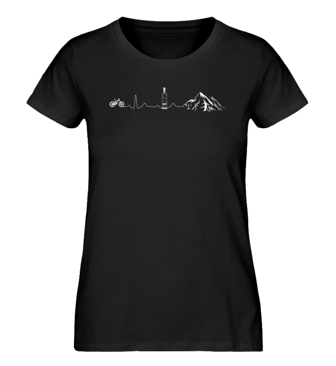 Herzschlag Berge, Bike und Wein - Damen Organic T-Shirt mountainbike Schwarz