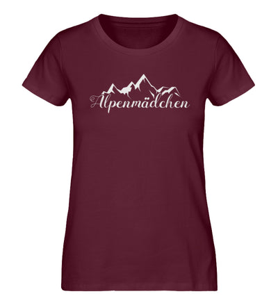 Alpenmädchen - Damen Premium Organic T-Shirt berge Weinrot