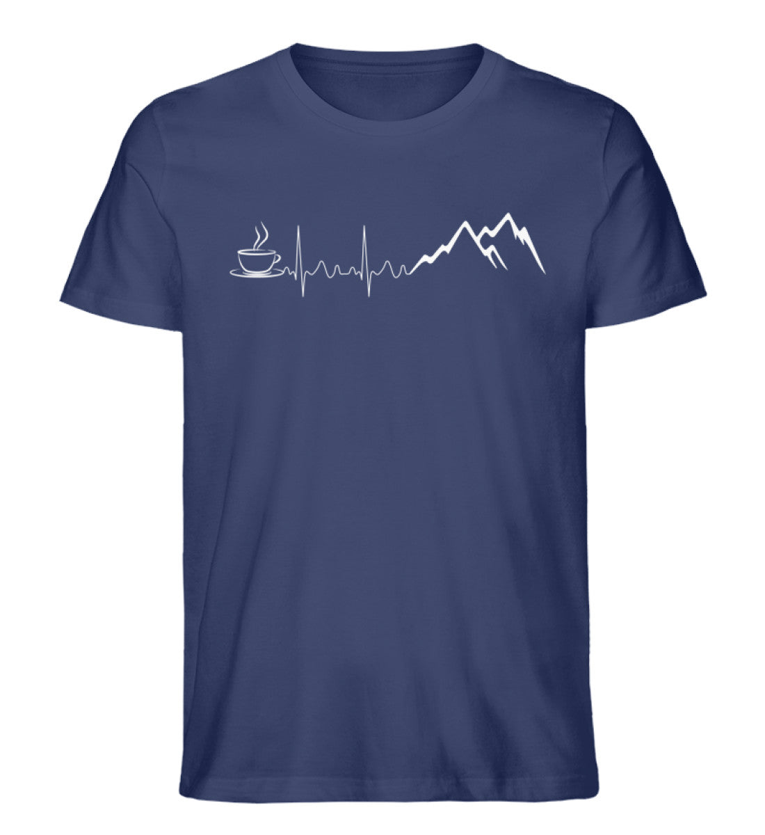 Herzschlag Berge und Kaffee - Herren Organic T-Shirt berge wandern Navyblau