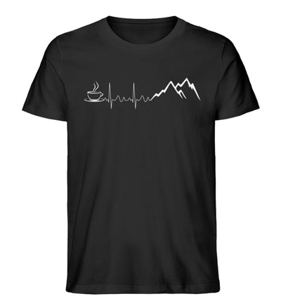 Herzschlag Berge und Kaffee - Herren Organic T-Shirt berge wandern Schwarz