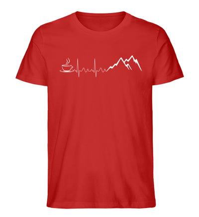 Herzschlag Berge und Kaffee - Herren Organic T-Shirt berge wandern Rot