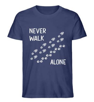 Never walk alone - Herren Organic T-Shirt wandern Navyblau