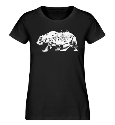 Bär und Berge Abstrakt - Damen Premium Organic T-Shirt berge camping Schwarz