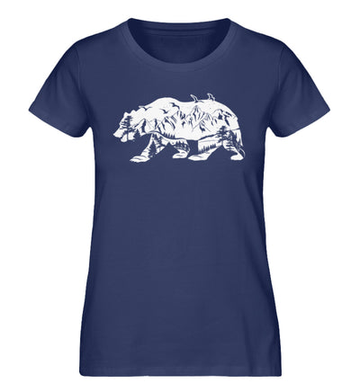 Bär und Berge Abstrakt - Damen Premium Organic T-Shirt berge camping Navyblau