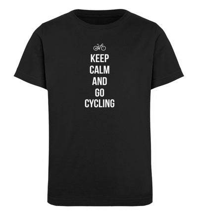 Keep calm and go cycling - Kinder Premium Organic T-Shirt fahrrad Schwarz