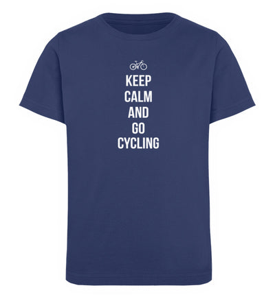 Keep calm and go cycling - Kinder Premium Organic T-Shirt fahrrad Navyblau