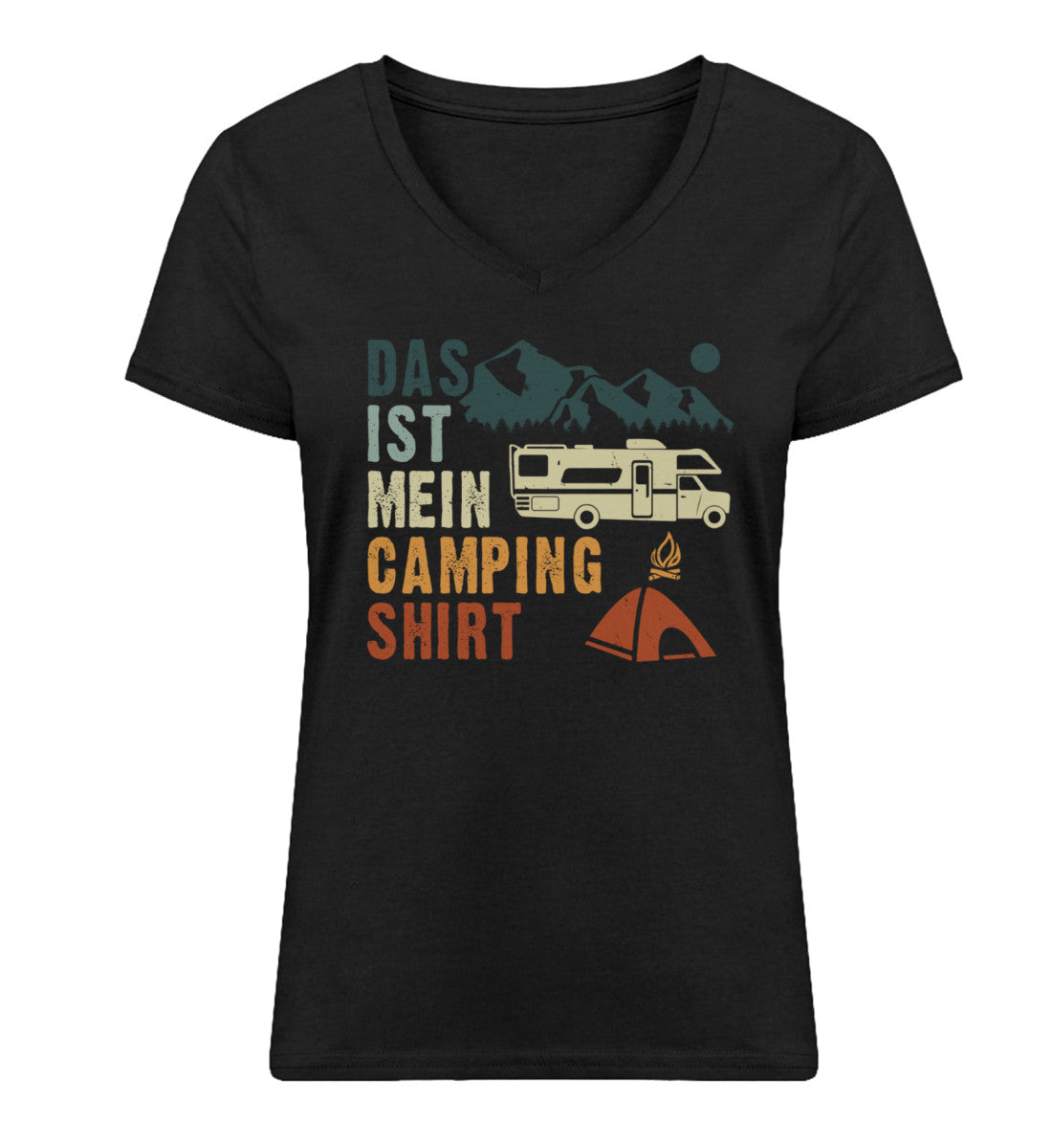 Das ist mein Camping Shirt - Damen Organic V-Neck Shirt camping Schwarz
