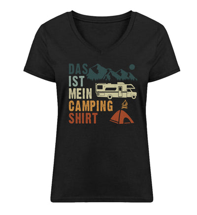 Das ist mein Camping Shirt - Damen Organic V-Neck Shirt camping Schwarz