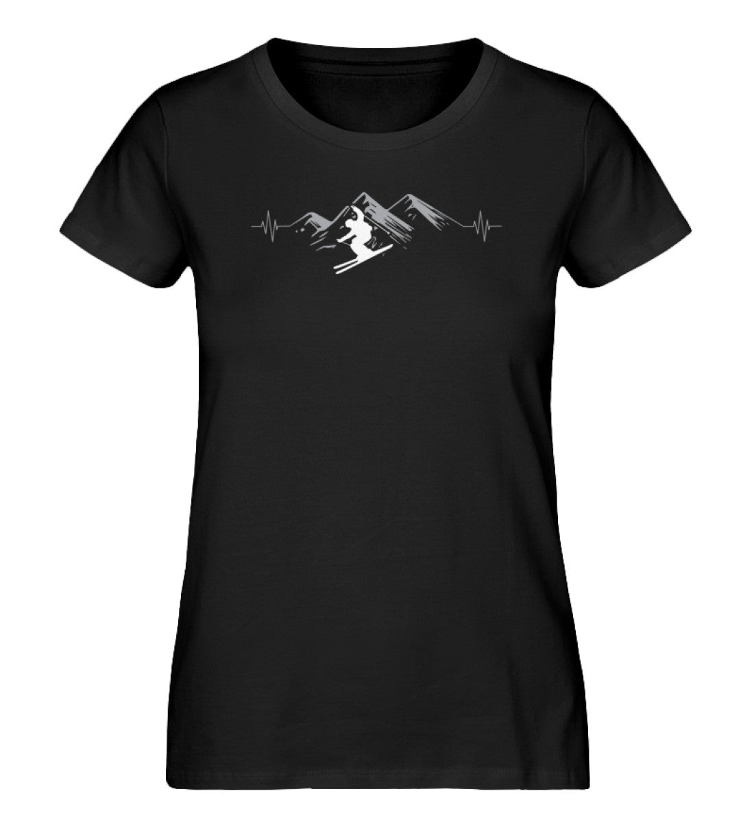 Herzschlag Skifahren - Damen Premium Organic T-Shirt Schwarz