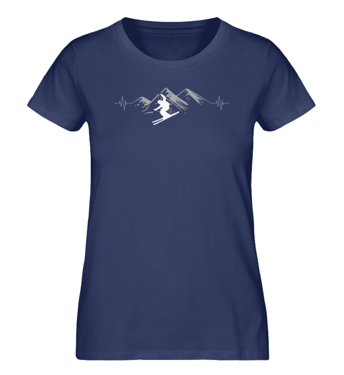Herzschlag Skifahren - Damen Premium Organic T-Shirt Navyblau