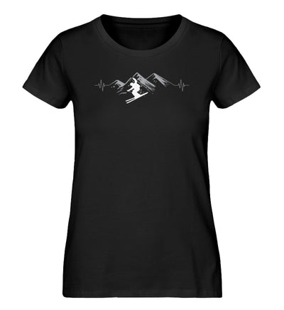 Herzschlag Skifahren - Damen Premium Organic T-Shirt Schwarz