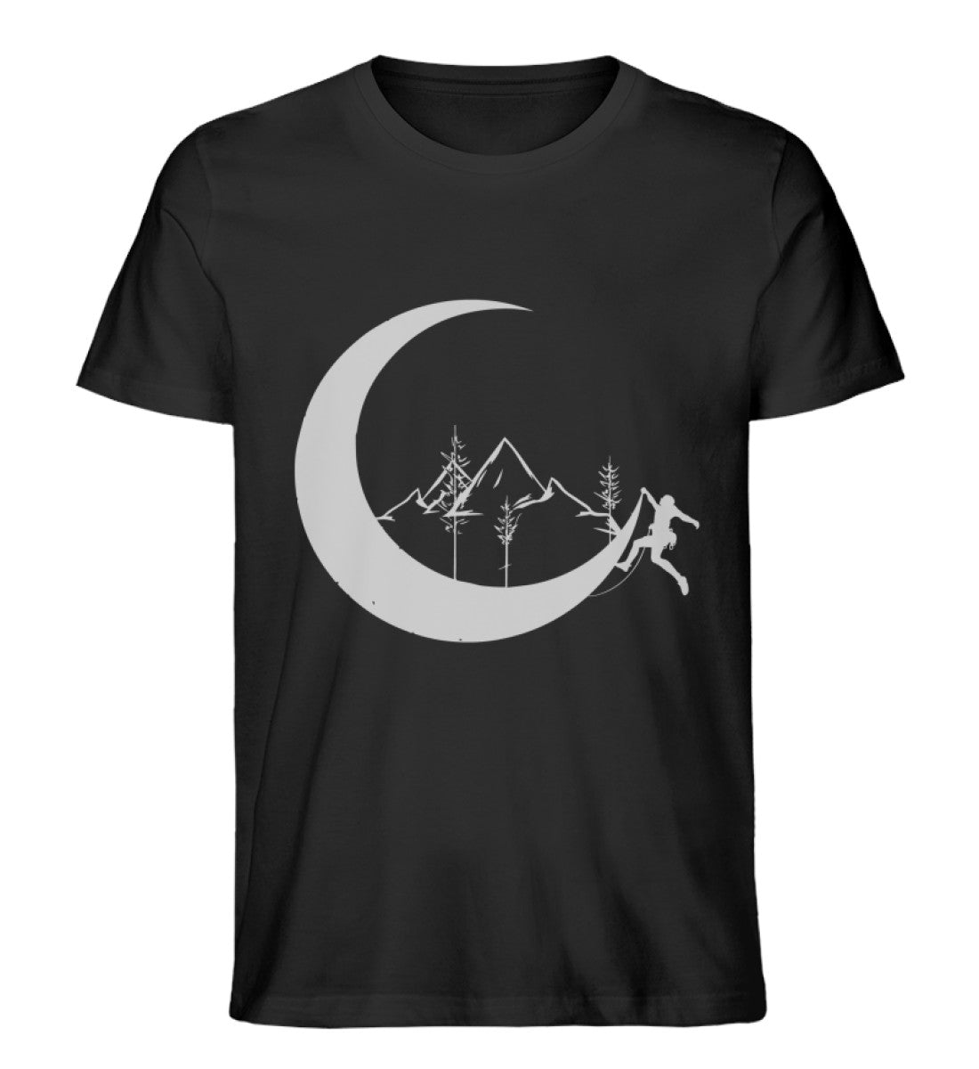 Bergsteigen und Mond - Herren Organic T-Shirt klettern Schwarz