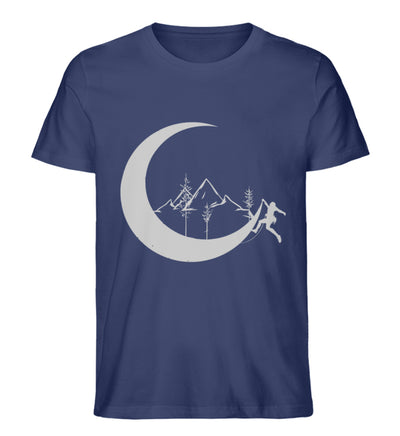 Bergsteigen und Mond - Herren Organic T-Shirt klettern Navyblau