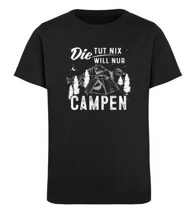Die will nur campen - Kinder Premium Organic T-Shirt camping Schwarz