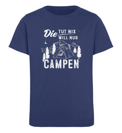 Die will nur campen - Kinder Premium Organic T-Shirt camping Navyblau