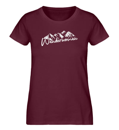 Wanderwoman - Damen Organic T-Shirt' berge wandern Weinrot