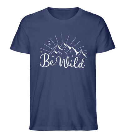 Be Wild - Herren Organic T-Shirt camping wandern Navyblau