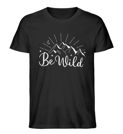 Be Wild - Herren Organic T-Shirt camping wandern Schwarz