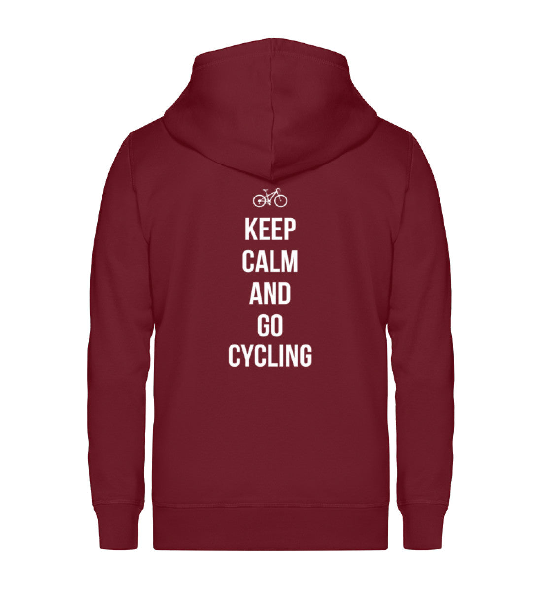 Keep calm and go cycling - Unisex Premium Organic Sweatjacke fahrrad Weinrot