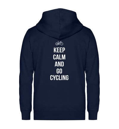 Keep calm and go cycling - Unisex Premium Organic Sweatjacke fahrrad Navyblau