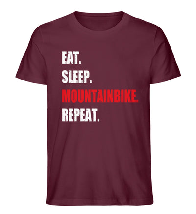 Eat Sleep Mountainbike Repeat - Herren Premium Organic T-Shirt mountainbike Weinrot