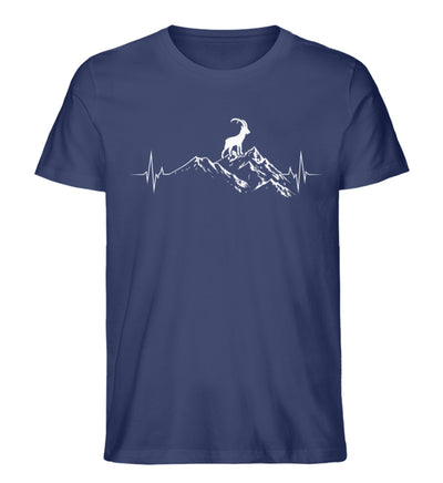 Herzschlag Berge und Steinbock - Herren Organic T-Shirt' berge wandern Navyblau