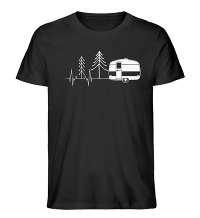 Herzschlag Wohnwagen - Herren Premium Organic T-Shirt camping Schwarz