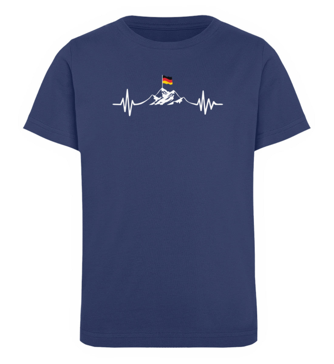 Herzschlag Berge und Deutschland Flagge - Kinder Premium Organic T-Shirt berge wandern Navyblau