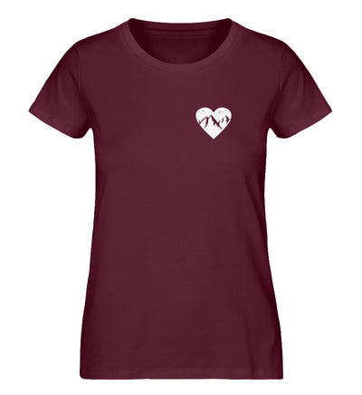 Herz für Berge - Damen Organic T-Shirt berge Weinrot