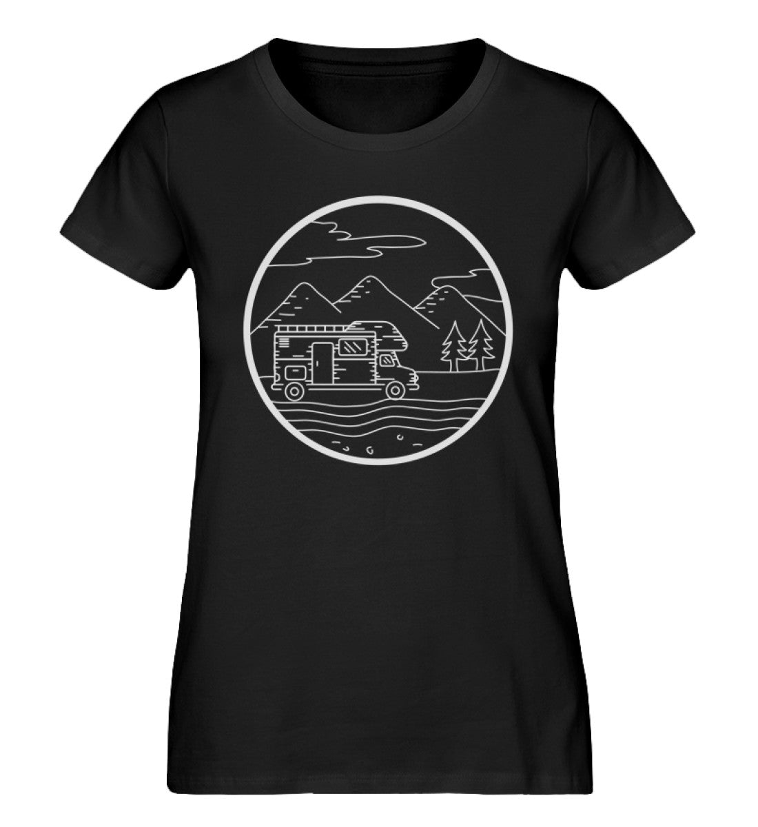 Wohnmobil und Berge - Damen Organic T-Shirt camping Schwarz