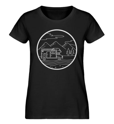 Wohnmobil und Berge - Damen Organic T-Shirt camping Schwarz