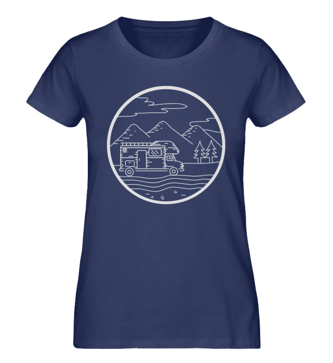 Wohnmobil und Berge - Damen Organic T-Shirt camping Navyblau