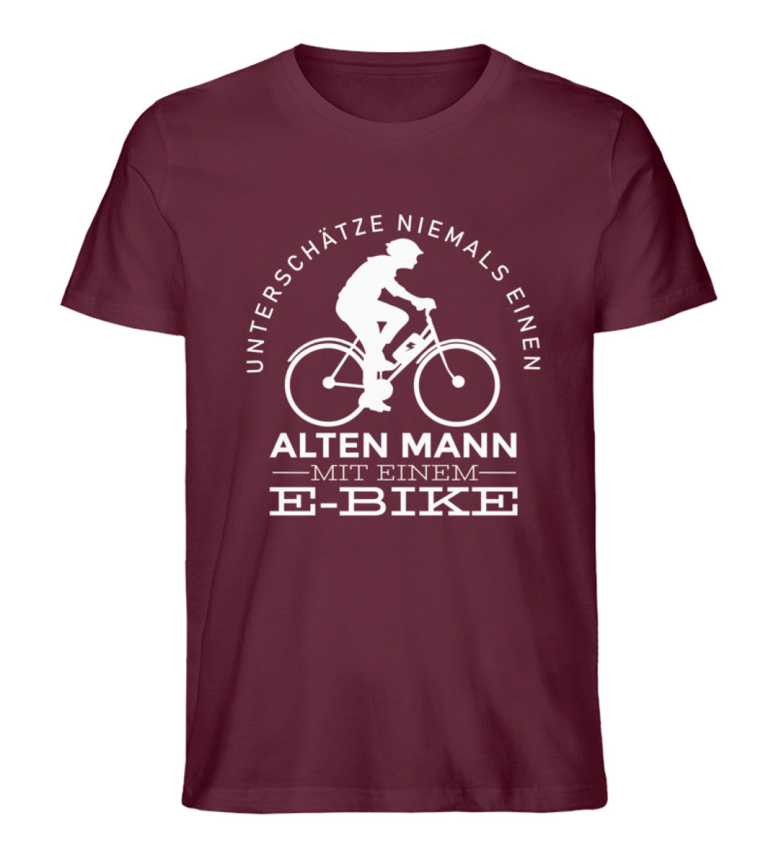 Alter Mann mit einem E-Bike - Herren Premium Organic T-Shirt e-bike Weinrot