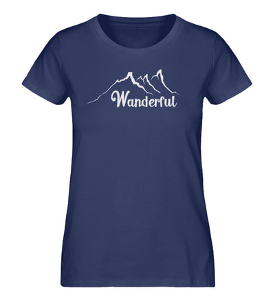 Wanderful - Damen Organic T-Shirt wandern Navyblau