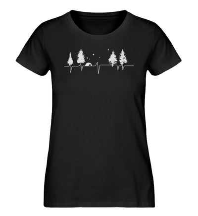 Herzschlag Zelten - Damen Organic T-Shirt camping Schwarz
