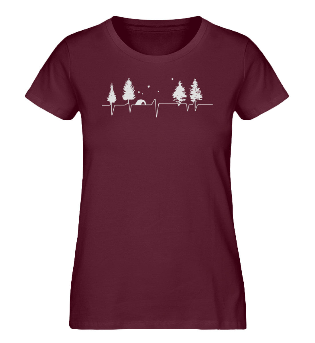 Herzschlag Zelten - Damen Organic T-Shirt camping Weinrot