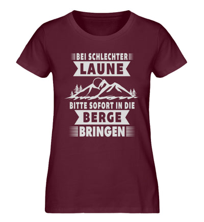Bitte sofort in die Berge bringen - Damen Organic T-Shirt berge wandern Weinrot
