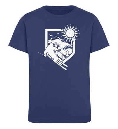 Ski und Brusttasche - Kinder Premium Organic T-Shirt ski Navyblau