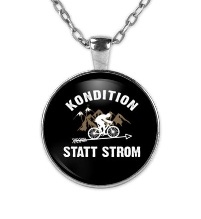 Kondition statt Strom - Halskette mit Anhänger fahrrad mountainbike Silber