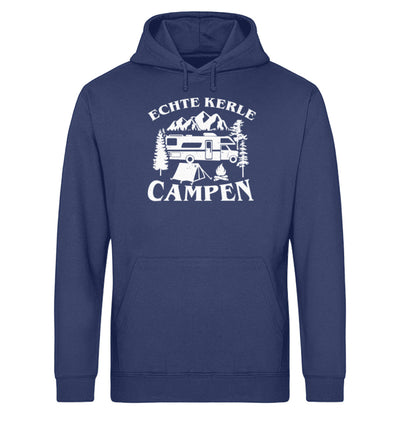 Echte Kerle campen - Unisex Organic Hoodie camping Navyblau